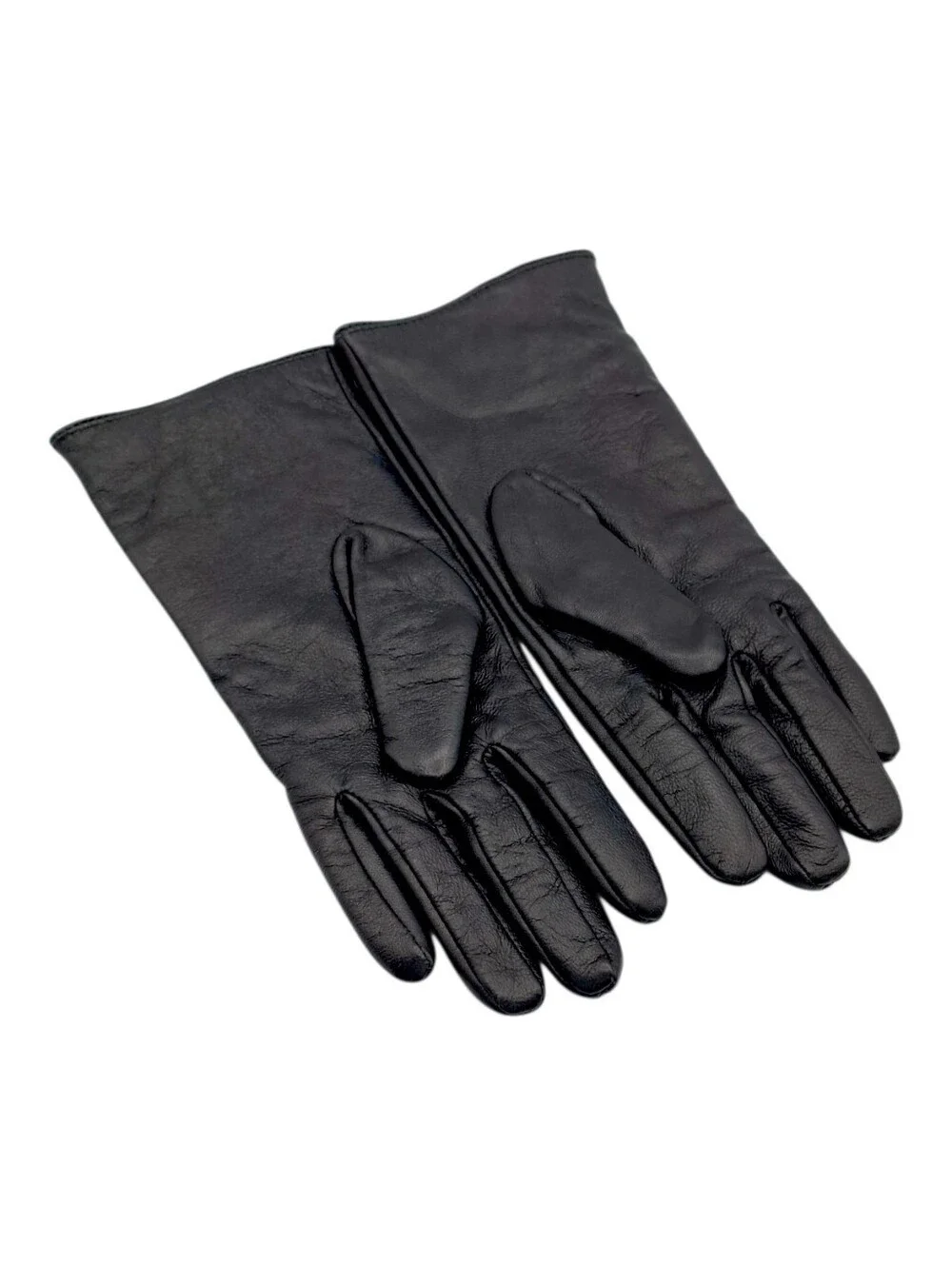 LIKE NEW Adrienne Vittadini Women's Black Leather And Cashmere Gloves